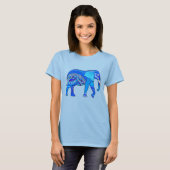 Indischer Elefant in einem blau-arabischen Muster T-Shirt (Vorne ganz)