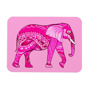 Indischer Elefant in einem Fuchsia Pink Arabesque  Magnet
