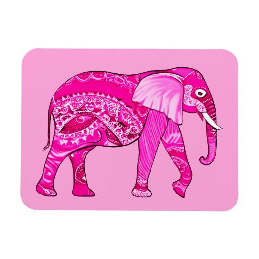 Indischer Elefant in einem Fuchsia Pink Arabesque Magnet (Horizontal)
