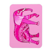 Indischer Elefant in einem Fuchsia Pink Arabesque Magnet (Vertikal)
