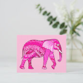 Indischer Elefant in einem Fuchsia Pink Arabesque Postkarte (Stehend Vorderseite)