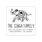 Indischer Elefant | Individuelle Name und Rücksend Gummistempel (Prägung)