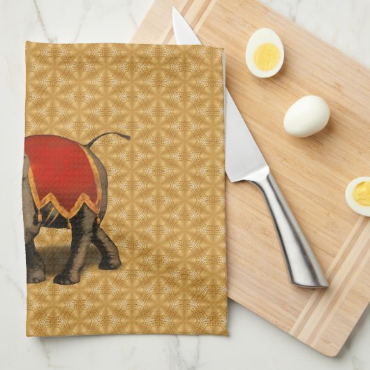 Indischer Elefant mit rotem Tuch (Viertel Falte)