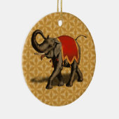 Indischer Elefant mit rotem Tuch Keramik Ornament (Rechts)