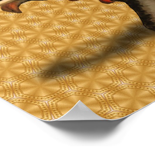 Indischer Elefant mit rotem Tuch Poster (Ecke)