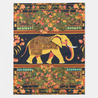 Indischer Elefant Print Blanket - weich, gemütlich Fleecedecke