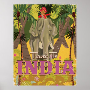 indischer Elefant Vintage-Reiseposter Poster