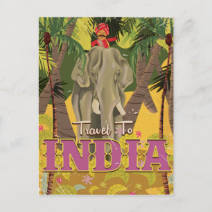indischer Elefant Vintage-Reiseposter Postkarte
