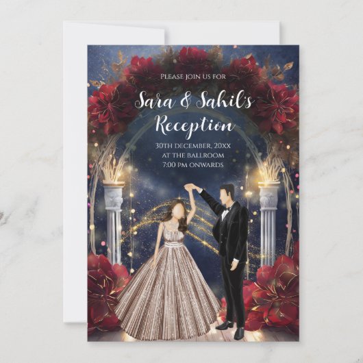 Indischer Empfang Karten Sangeet Einladungen (Vorderseite)