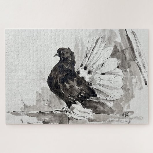 Indischer Fantailschwanztäubchen Eyeliner Henne Puzzle (Horizontal)