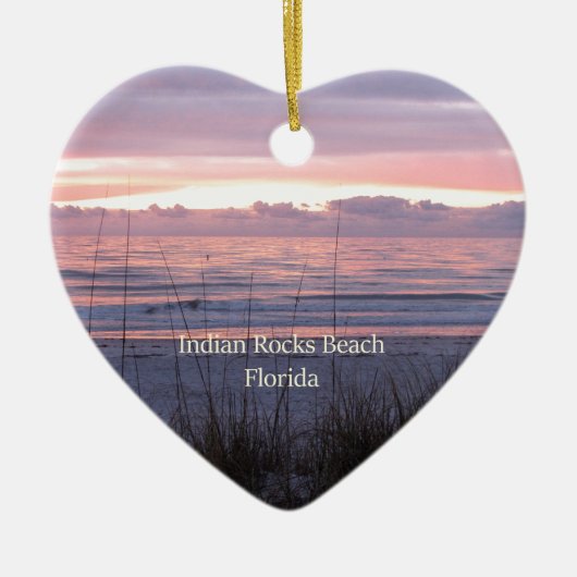 Indischer Felsen-Strand, Florida-Sonnenuntergang Keramikornament (Vorne)