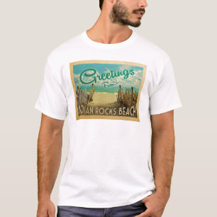 Indischer Felsen-Strand-Vintage Reise T-Shirt