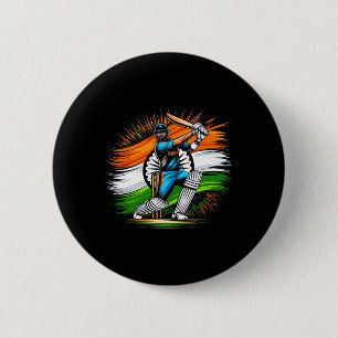 Indischer Flagge Cricket Liebhaber Fan Indien Stol Button