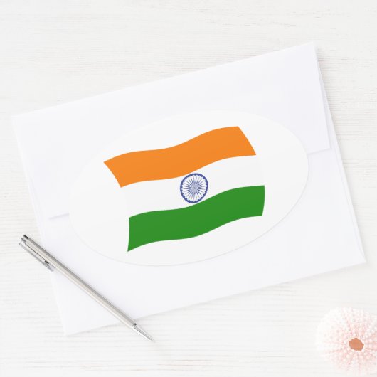Indischer Flaggenaufkleber Ovaler Aufkleber (Umschlag)