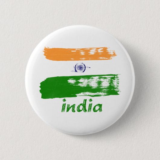 Indischer Flaggenbürsten-Anschlagentwurf Button (Vorderseite)