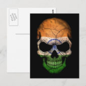 Indischer Flaggenschädel auf schwarz Postkarte (Vorne/Hinten)