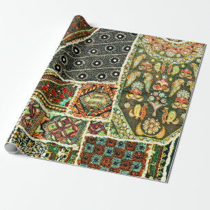 Indischer Flittenteppich aus Rajasthan, Asien Geschenkpapier