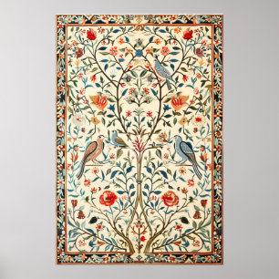 Indischer floraler Vogel-Kunstprint Botanisch Poster