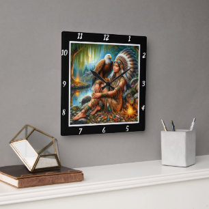 Indischer Flug: Blick auf den Fluss des Adlers Quadratische Wanduhr