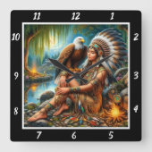 Indischer Flug: Blick auf den Fluss des Adlers Quadratische Wanduhr (Vorderseite)