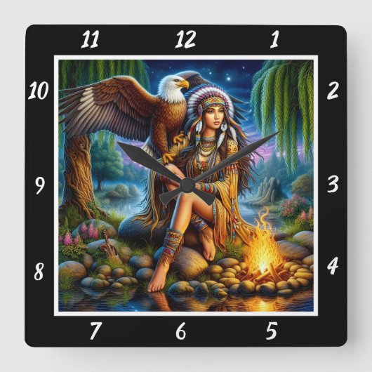 Indischer Flug: Der Ansturm des Talons River Quadratische Wanduhr (Vorderseite)