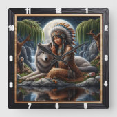 Indischer Frieden: Der Silbermondwaldtraum Quadratische Wanduhr (Vorderseite)