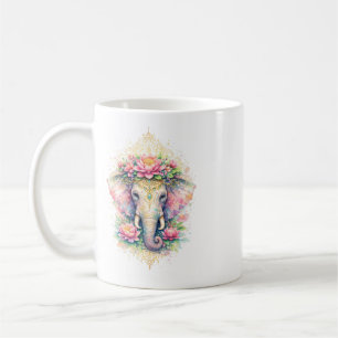 Indischer Frühling - Elefant mit Blumen Kaffeetasse