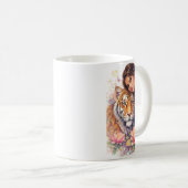 Indischer Frühling - Porträt Frau mit Tiger Kaffeetasse (VorderseiteRechts)