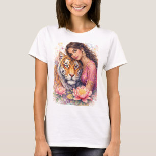 Indischer Frühling - Porträt Prinzessin & Tiger T-Shirt
