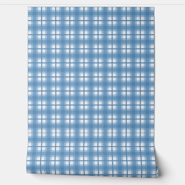 Indischer Gingan - Blaubeer Sanftblau Tapete (Abrollen)
