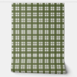 Indischer Gingham - Olivgrüne Tarnung Tapete