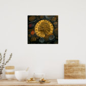 Indischer Head Gold $5 Halbes Eagle Öl auf Gesso Poster (Küche)