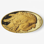 Indischer Head Gold Coin Pappteller (Schrägansicht)