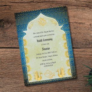 Indischer Hindu Bräutigam Haldi Zeremonie Ganesha Einladung