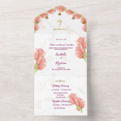 Indischer Hindu Ganesha florale Aquarellfarbe All In One Einladung (Innen Boden)