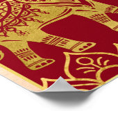 Indischer Hochzeitmaronen Goldelfant Lotus willkom Poster (Ecke)