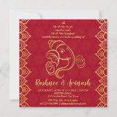 Indischer Hochzeitmaroon und Gold Ganesha-Vorlage (Vorderseite)