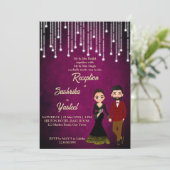 Indischer Hochzeitsempfang niedliches Brautpaar Einladung (Stehend Vorderseite)