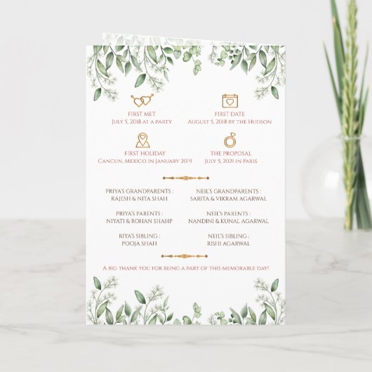 Indischer Hochzeitsführer als Gujarati-Hochzeitspr Programm (Rückseite)