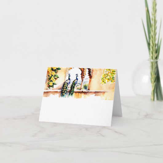 Indischer Hochzeitspfau Jaipur Palast Empfang Einladung (Vorderseite)