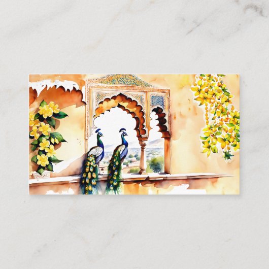 Indischer Hochzeitspfau Jaipur Palast Empfang Platzkarte (Rückseite)