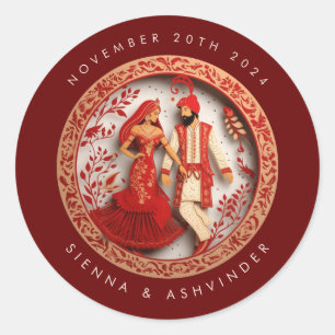 Indischer Hochzeitsticker Runder Aufkleber