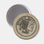 Indischer Kopf aus Holz, Text hinzufügen Magnet (Vorderseite/Rückseite)