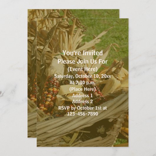 Indischer Kornweide Basket Fall Einladung (Vorne/Hinten)