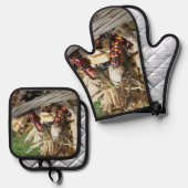Indischer Kornweide Ofenhandschuh & Topflappen-Set (Vorderseite/Rückseite)