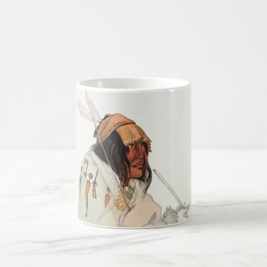 Indischer Krieger mit Pipe Portrait von Karl Bodme Kaffeetasse (Mittel)
