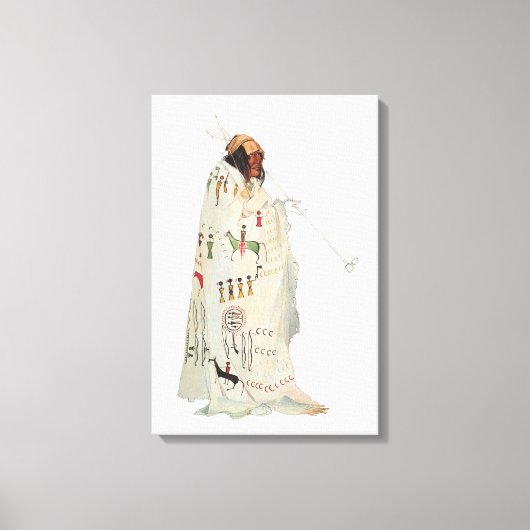 Indischer Krieger mit Pipe Portrait von Karl Bodme Leinwanddruck (Vorderseite)