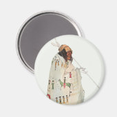 Indischer Krieger mit Pipe Portrait von Karl Bodme Magnet (Vorderseite/Rückseite)