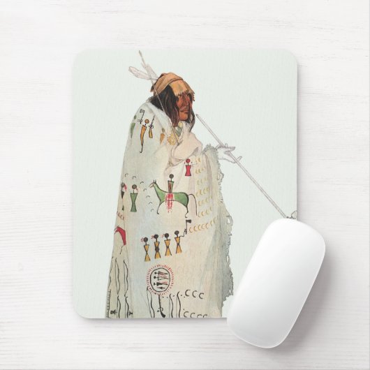 Indischer Krieger mit Pipe Portrait von Karl Bodme Mousepad (Mit Mouse)