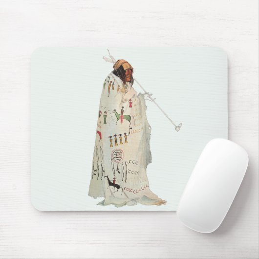Indischer Krieger mit Pipe Portrait von Karl Bodme Mousepad (Mit Mouse)